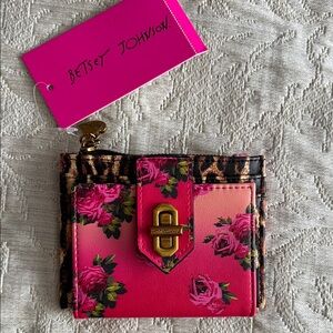 Betsey Johnson Pink and Black Floral Wallet NWT